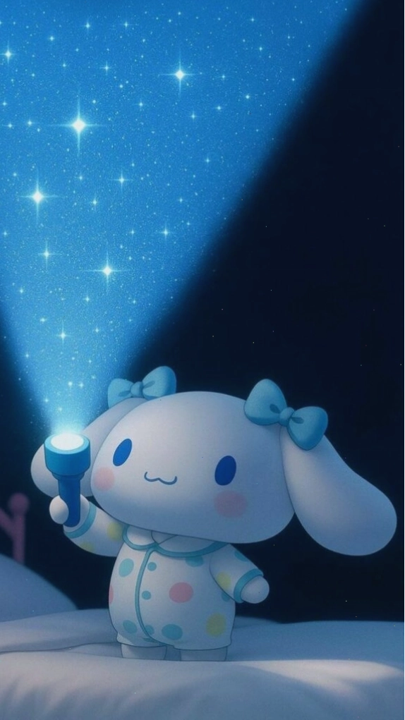 Cinnamoroll ngắm sao đêm dưới ánh sáng phép màu