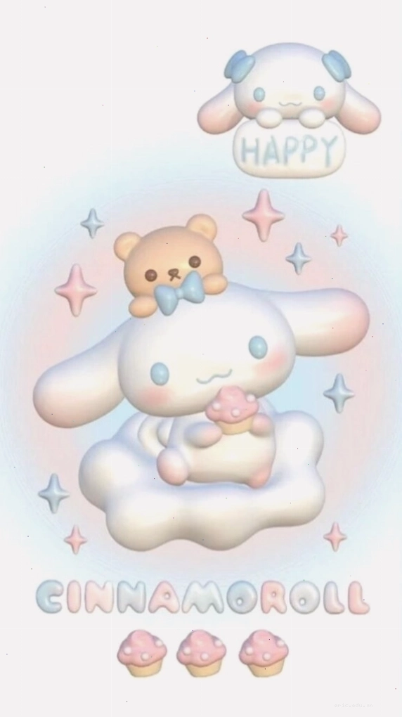 Cinnamoroll ôm gấu bông trong khung cảnh pastel nhẹ nhàng