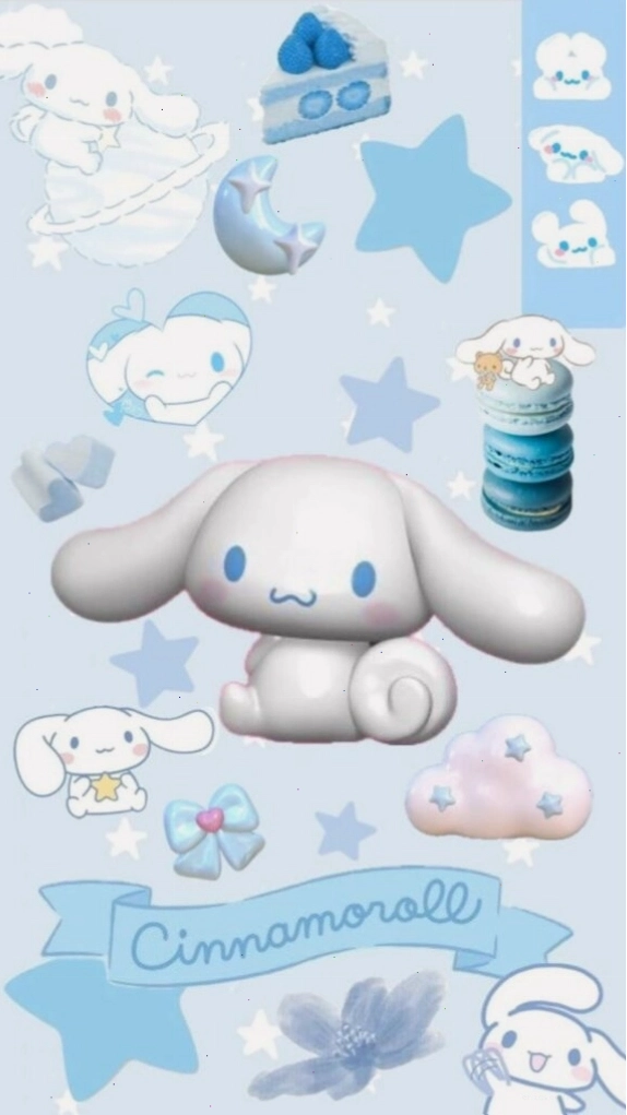 Cinnamoroll phong cách sticker với tông màu xanh baby dễ thương