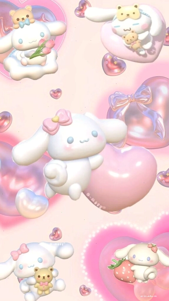 Cinnamoroll với bong bóng hồng tạo nên hình ảnh ngọt ngào
