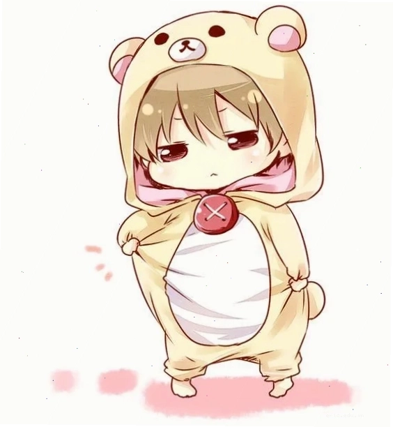 Cô bé chibi tóc ngắn màu tím với áo len ngộ nghĩnh
