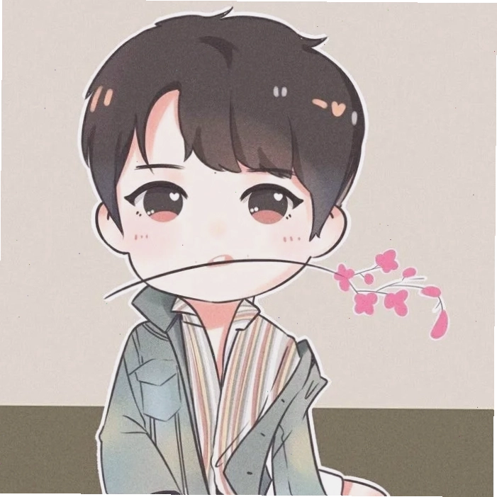 Cô gái chibi tóc hồng dài ôm hoa xinh xắn