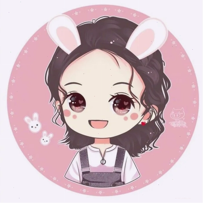 Cô gái chibi tóc xoăn diện váy chấm bi phong cách vintage