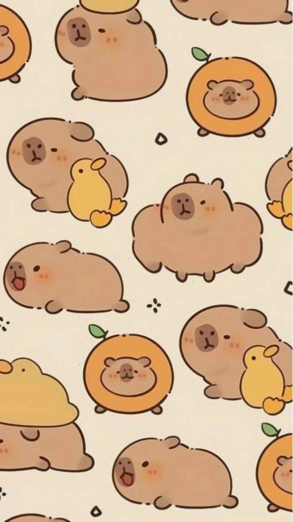 Đàn Capybara thư giãn bên cạnh những chú vịt vàng
