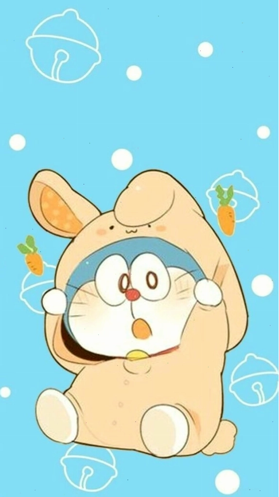 Doraemon hóa trang thỏ con, hình nền ngây thơ