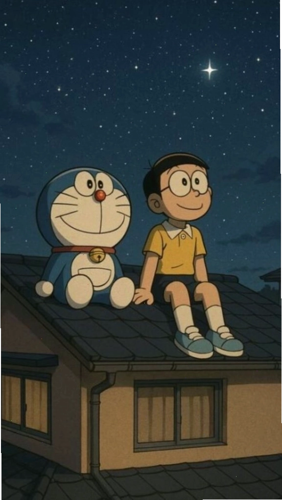 Doremon và Nobita ngắm sao, hình nền lãng mạn