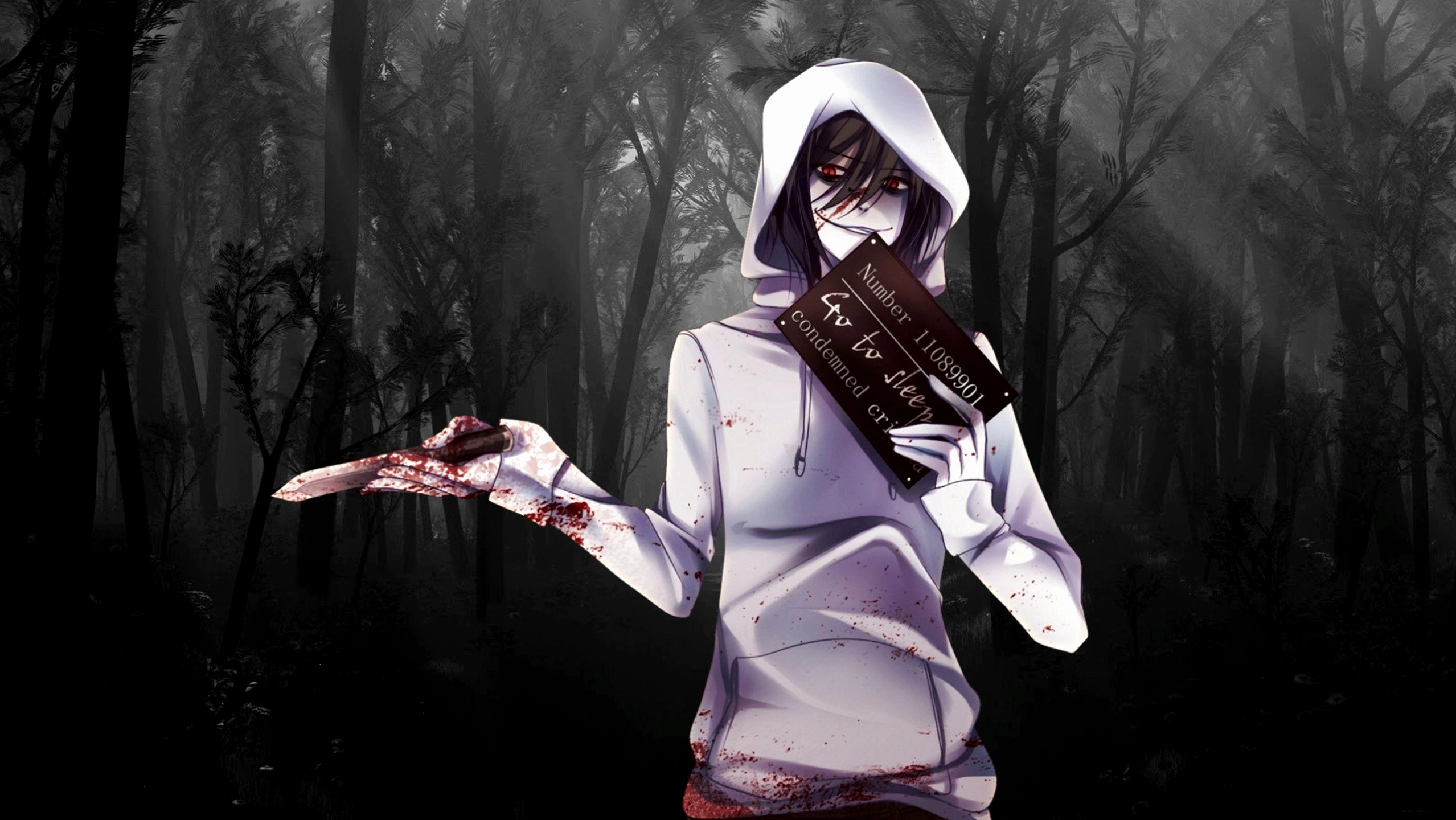 Fanart Jeff the Killer anime girl với biểu cảm bí ẩn