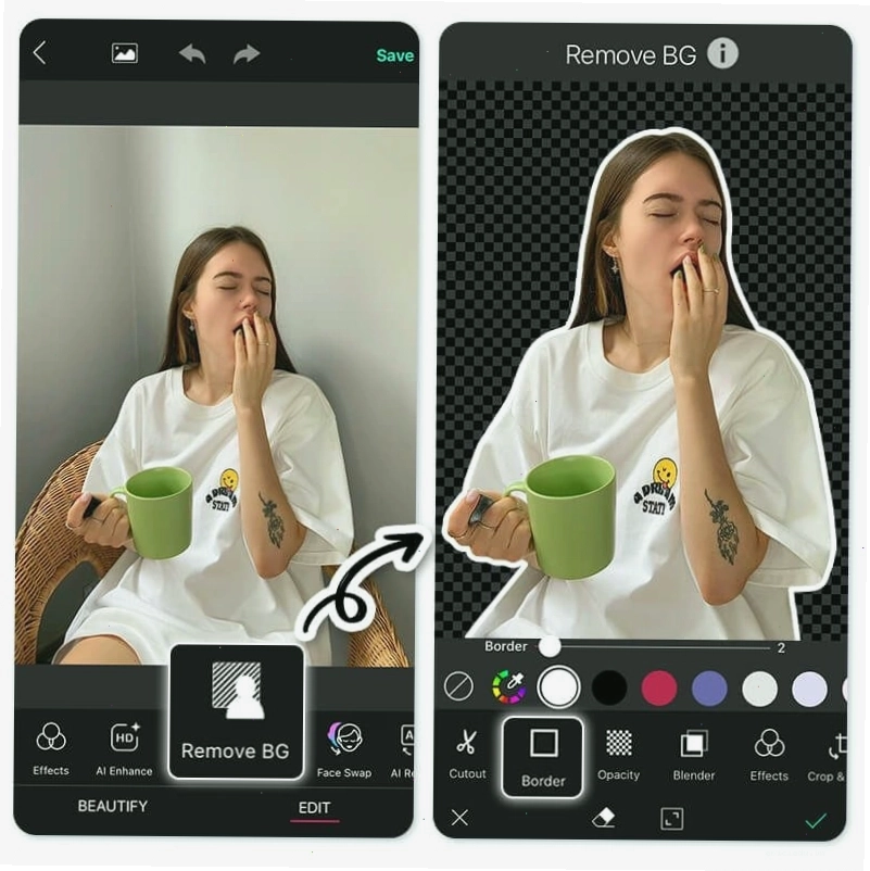Giao diện ứng dụng tạo sticker trên Android