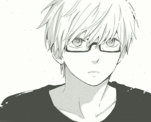 Hình ảnh Anime boy đen trắng buồn với mái tóc che một phần khuôn mặt