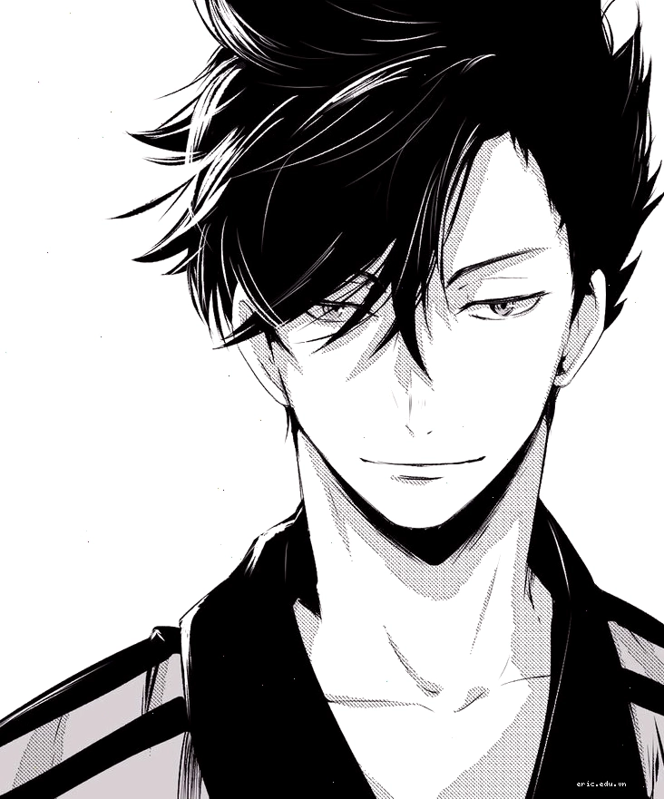 Hình ảnh Anime boy đen trắng đẹp với biểu cảm trầm tư