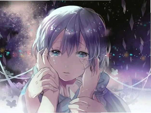 Hình ảnh anime khóc thầm đầy day dứt