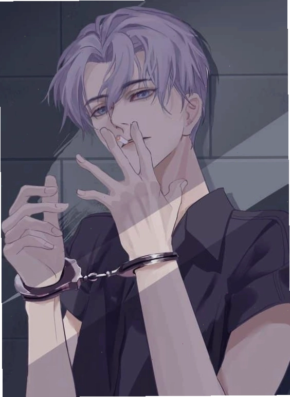 Hình ảnh anime nam hút thuốc với tâm trạng buồn và suy tư