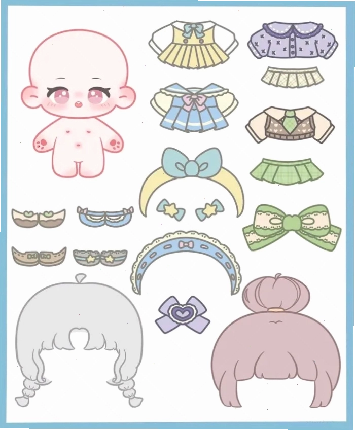 Hình ảnh búp bê giấy anime dễ thương và kawaii