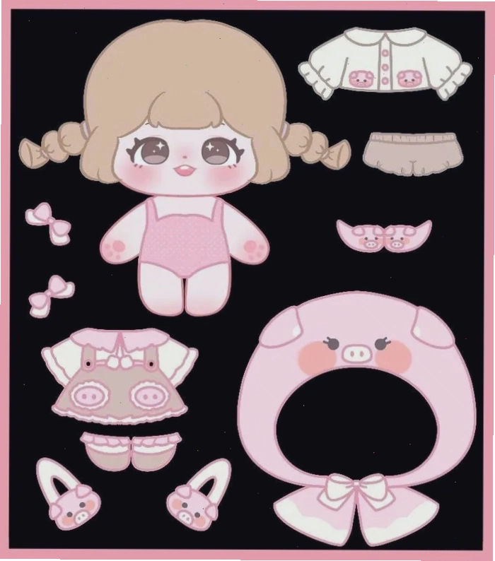 Hình ảnh búp bê giấy anime phong cách chibi