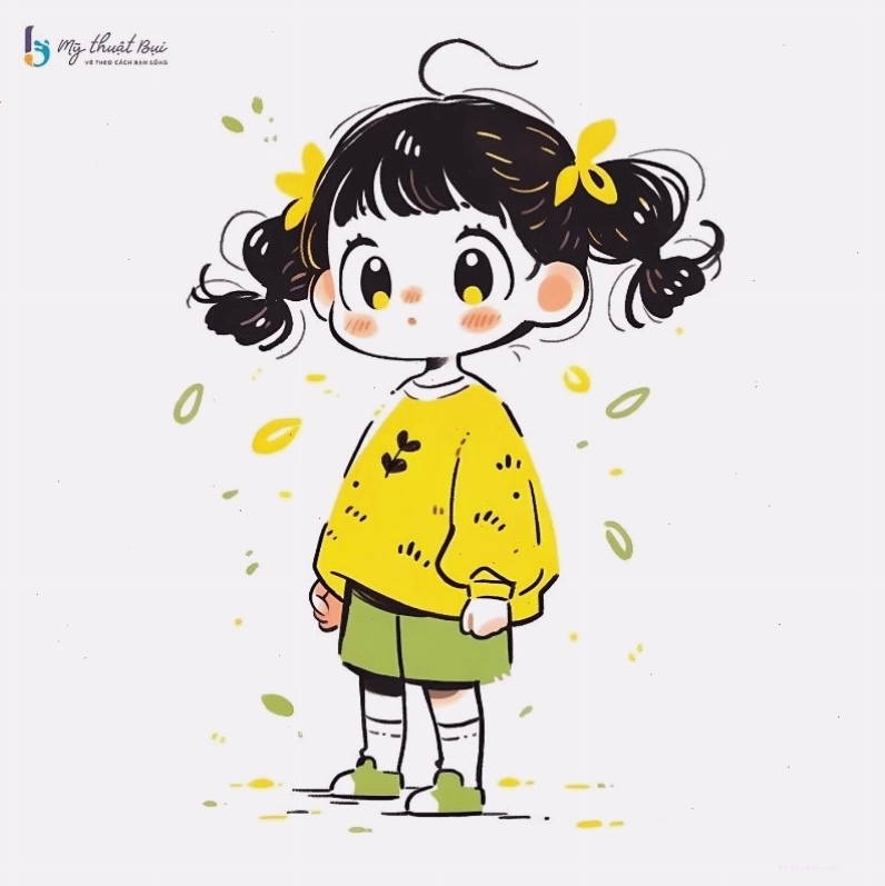 Hình ảnh chibi nữ dễ thương với đôi mắt to tròn và nụ cười rạng rỡ