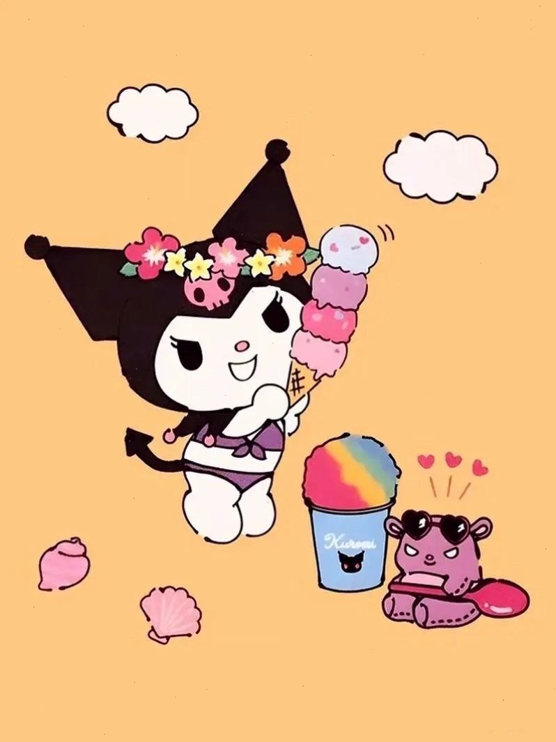 Hình ảnh Kuromi anime đáng yêu với biểu cảm tinh nghịch