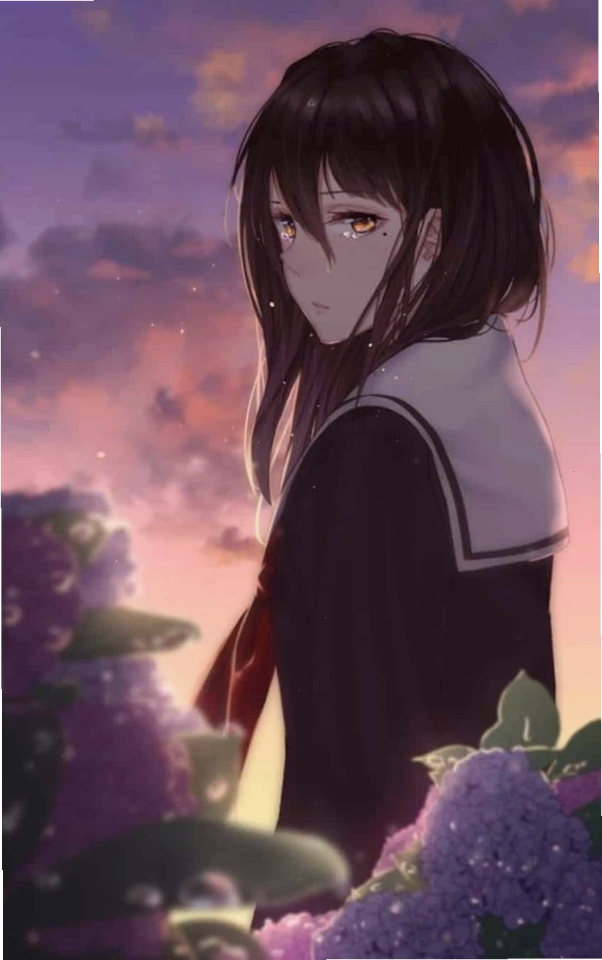 Hình đại diện avatar anime con gái buồn, đôi mắt ướt đẫm