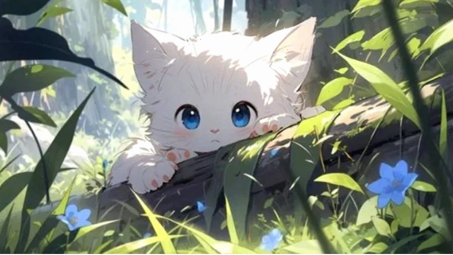 Hình nền 3D cô gái anime cầm ô, đứng dưới mưa
