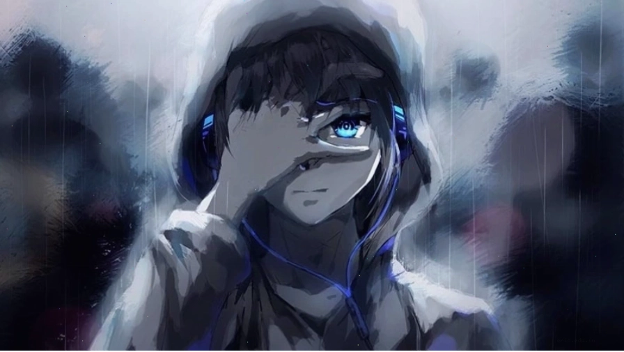 Hình nền 3D cô gái anime với hiệu ứng phép thuật lấp lánh