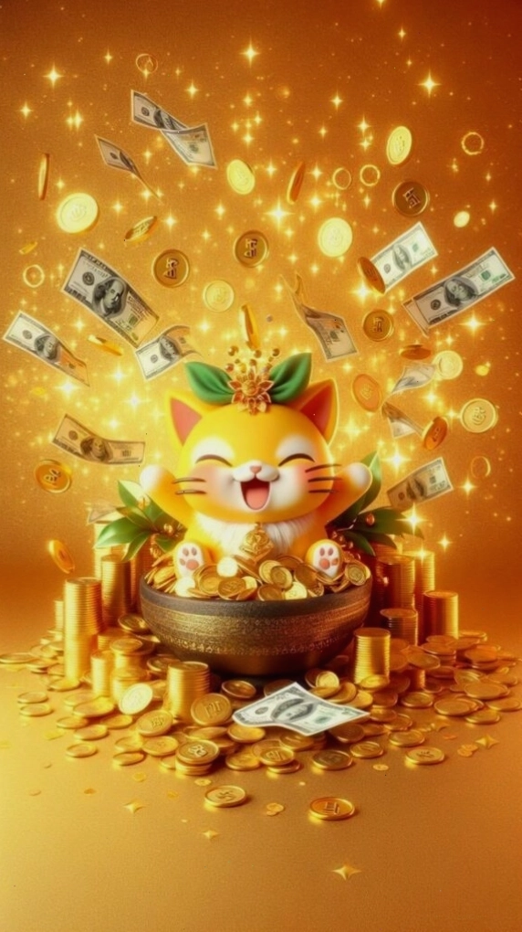 Hình nền cây tài lộc với những đồng tiền vàng tượng trưng cho sự giàu sang
