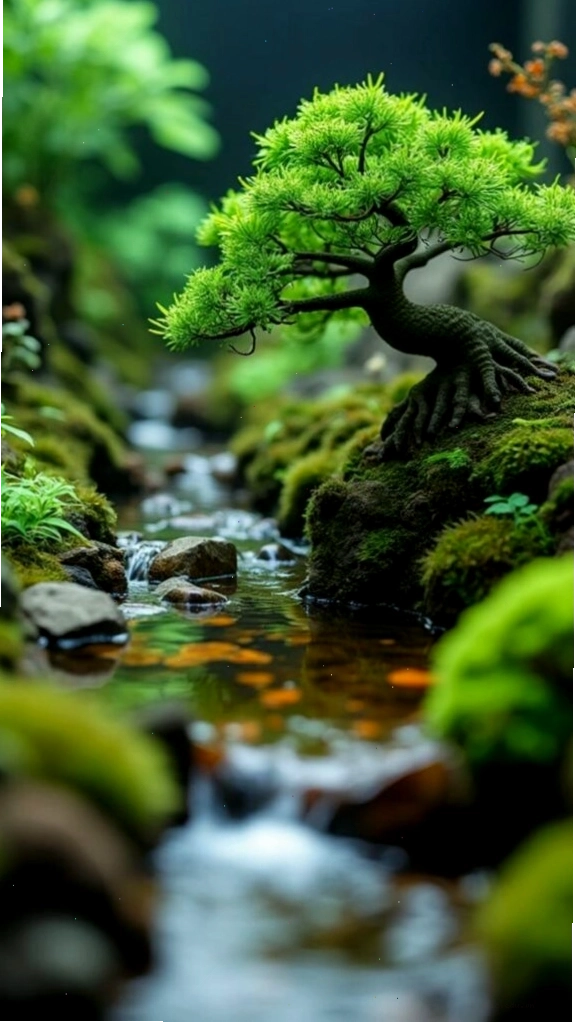 Hình nền cây xanh bonsai phong thủy