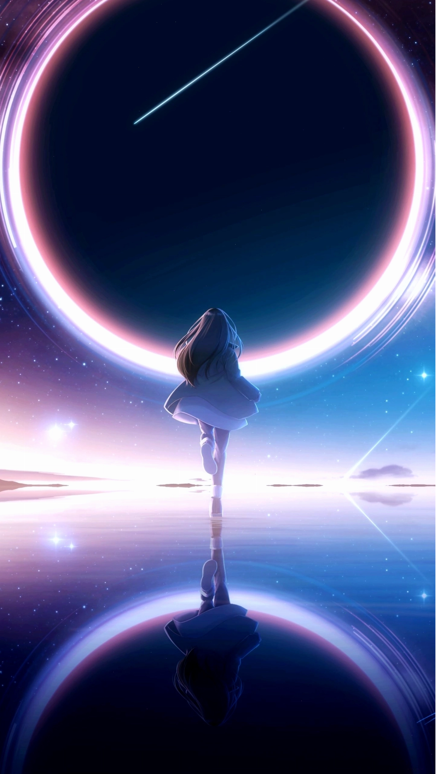 Hình nền điện thoại anime cô gái dễ thương với đôi mắt to tròn