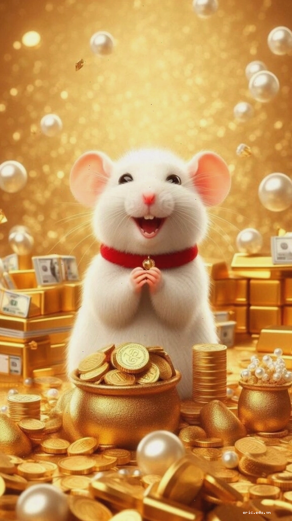 Hình nền điện thoại tuổi Dậu ngộ nghĩnh bên kho báu