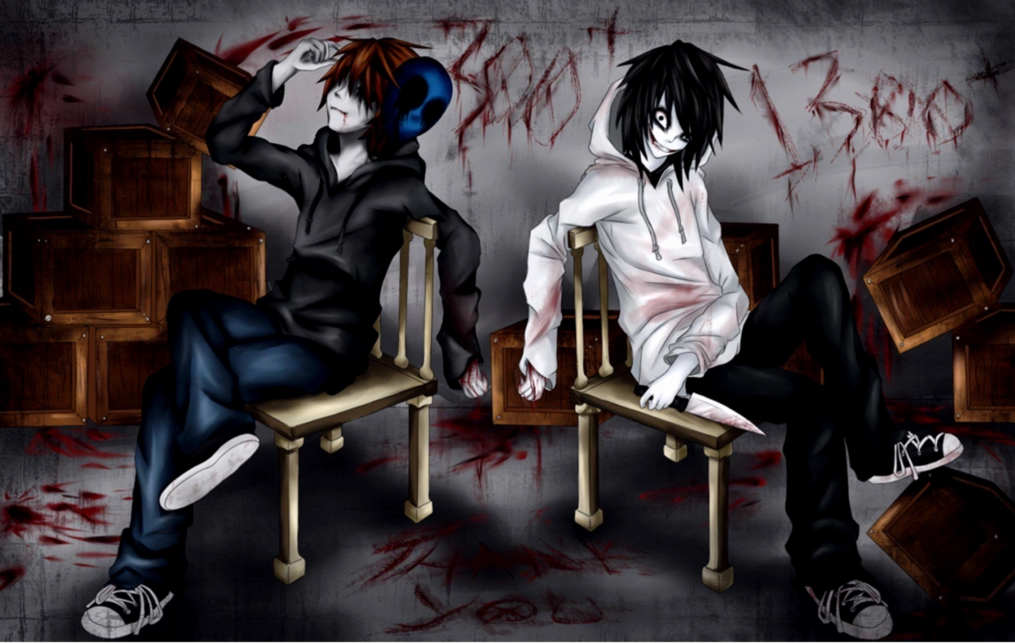 Hình nền Jeff the Killer anime HD với nụ cười ma quái