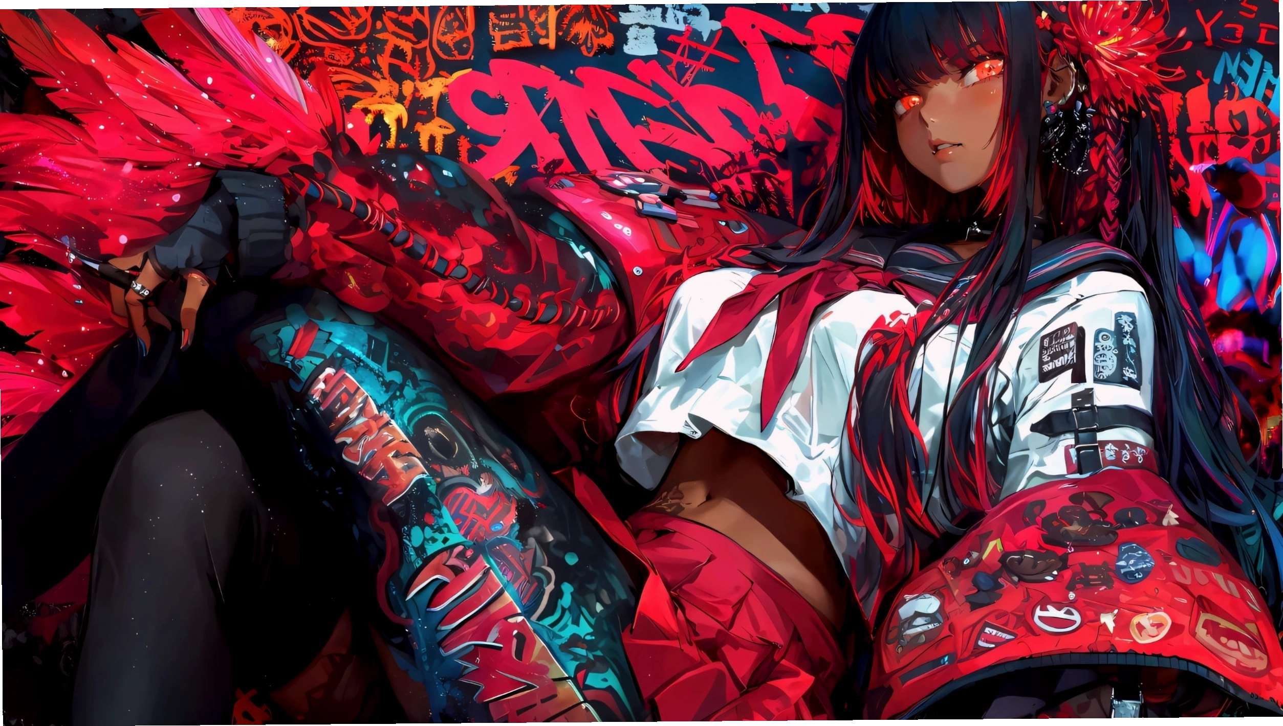 Hình nền máy tính anime ngầu nam với hiệu ứng ánh sáng ấn tượng