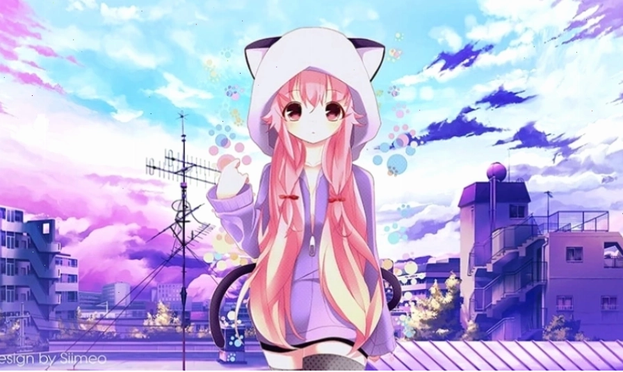 Hình nền máy tính anime nữ với trang phục Lolita