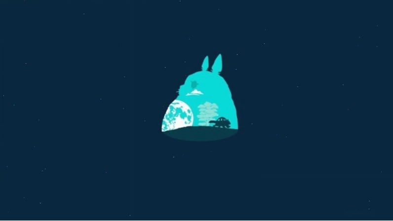 Hình nền máy tính Totoro màu xanh dương dịu mắt