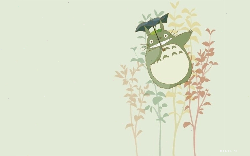 Hình nền máy tính Totoro thư giãn bên tách trà