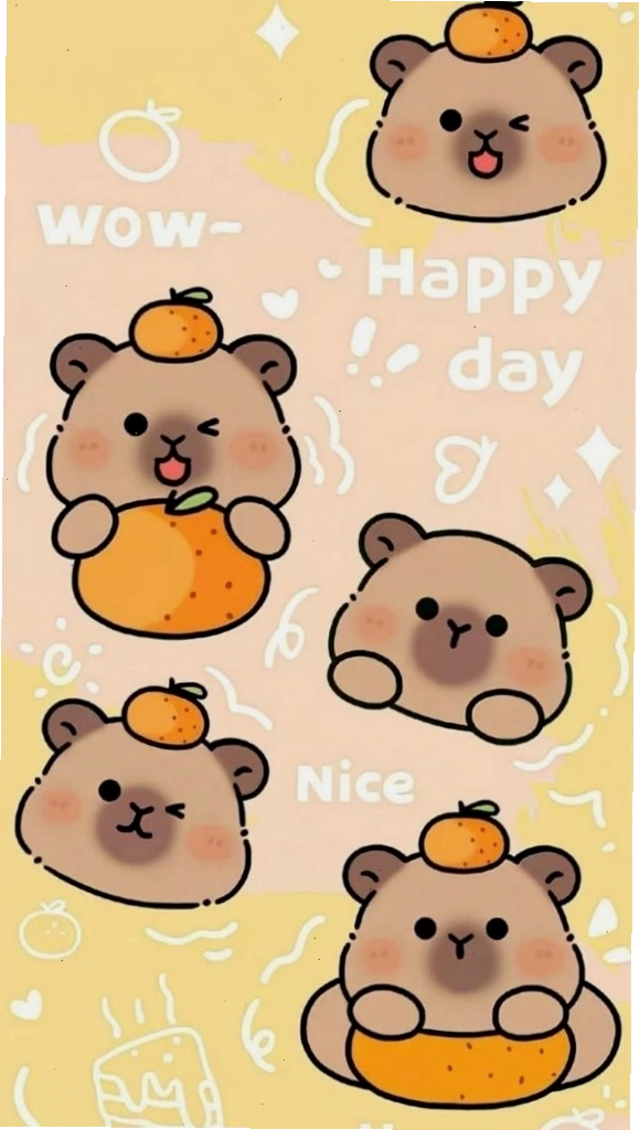 Hình nền máy tính với các nhân vật hoạt hình chibi dễ thương