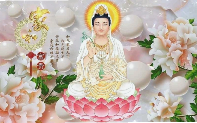 Hình nền Phật Bà 3D với màu sắc hài hòa