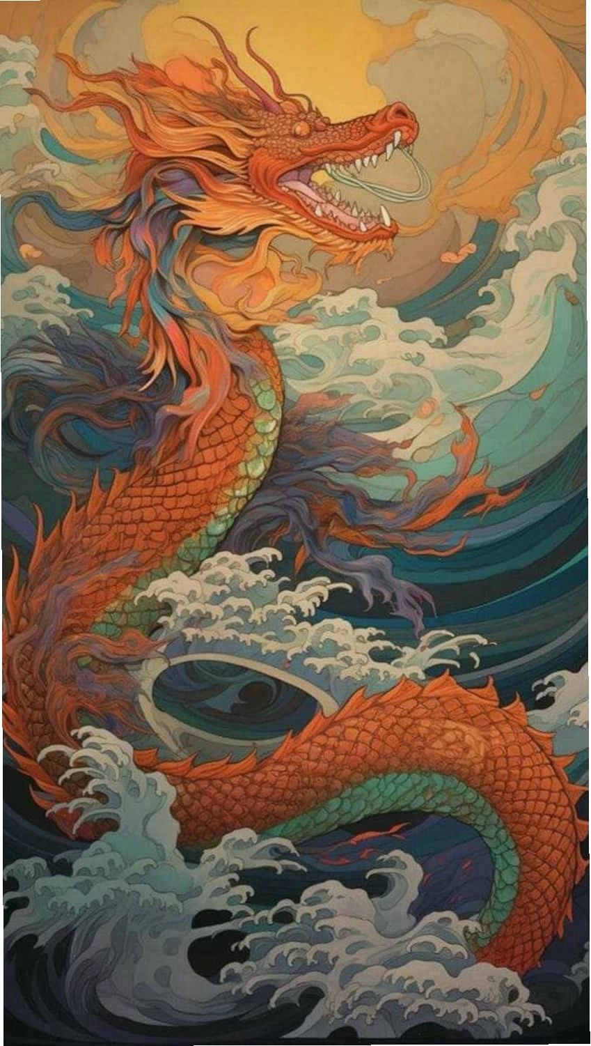 Hình nền rồng màu cam rực lửa