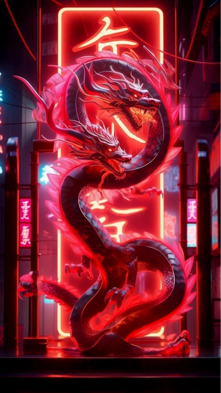 Hình nền rồng màu đỏ rực rỡ