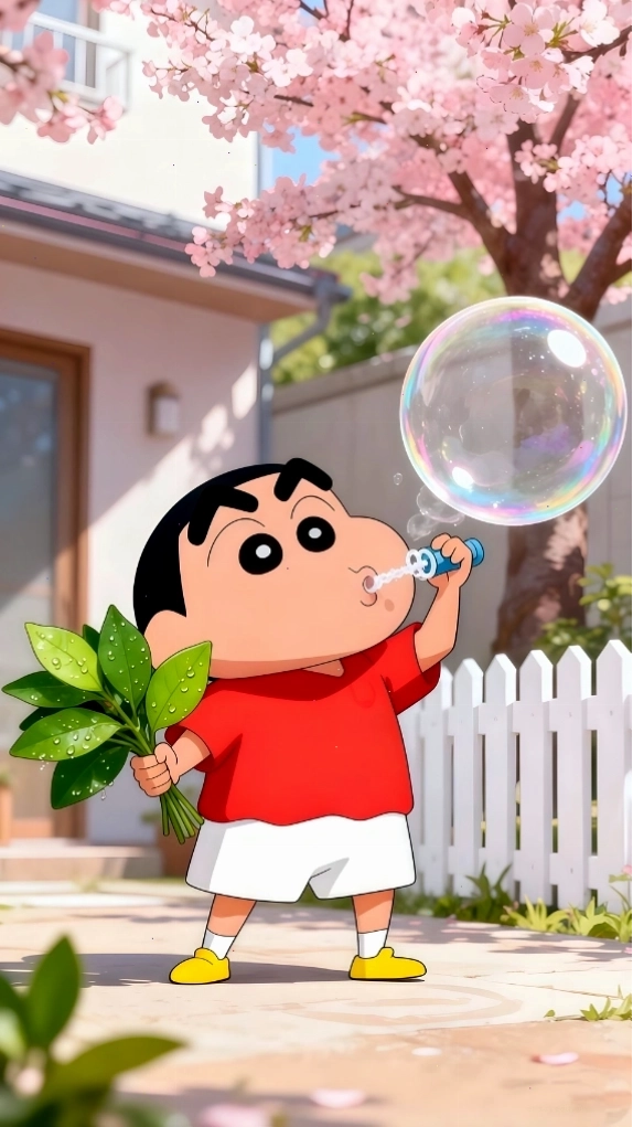 Hình nền Shin Cậu Bé Bút Chì thổi bong bóng