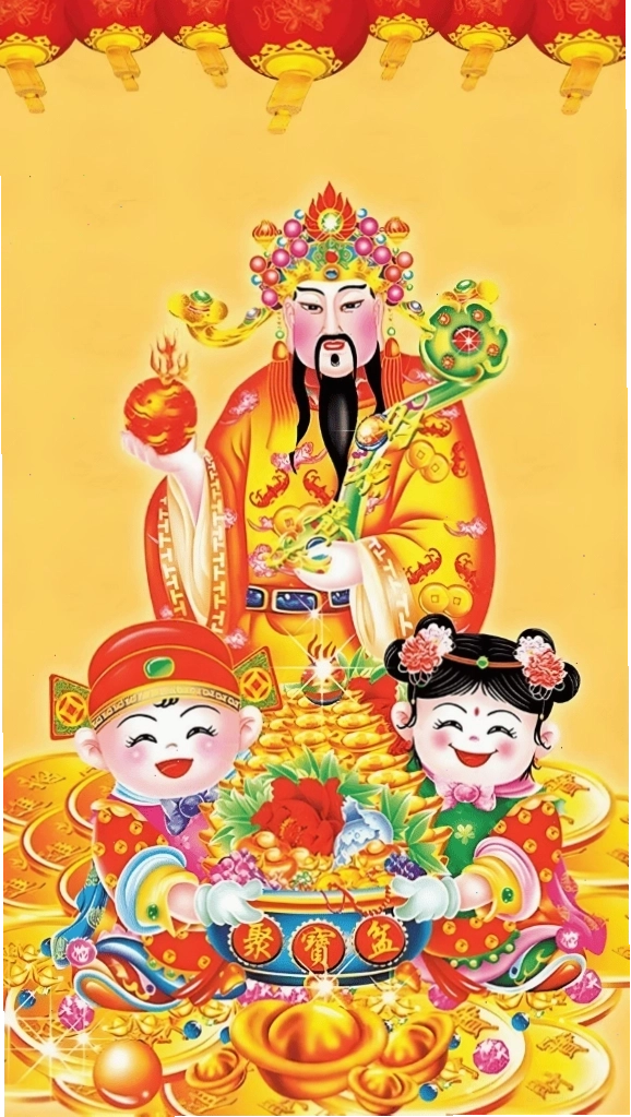 Hình nền Thần Tài sắc nét với màu sắc tươi tắn