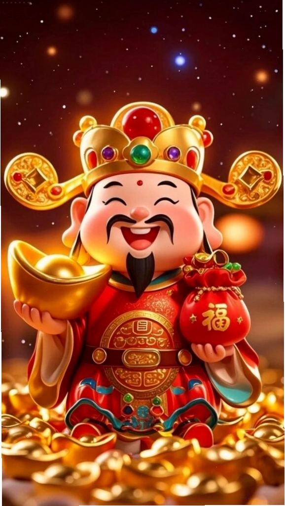 Hình nền với các biểu tượng may mắn như đồng tiền cổ và nụ hoa
