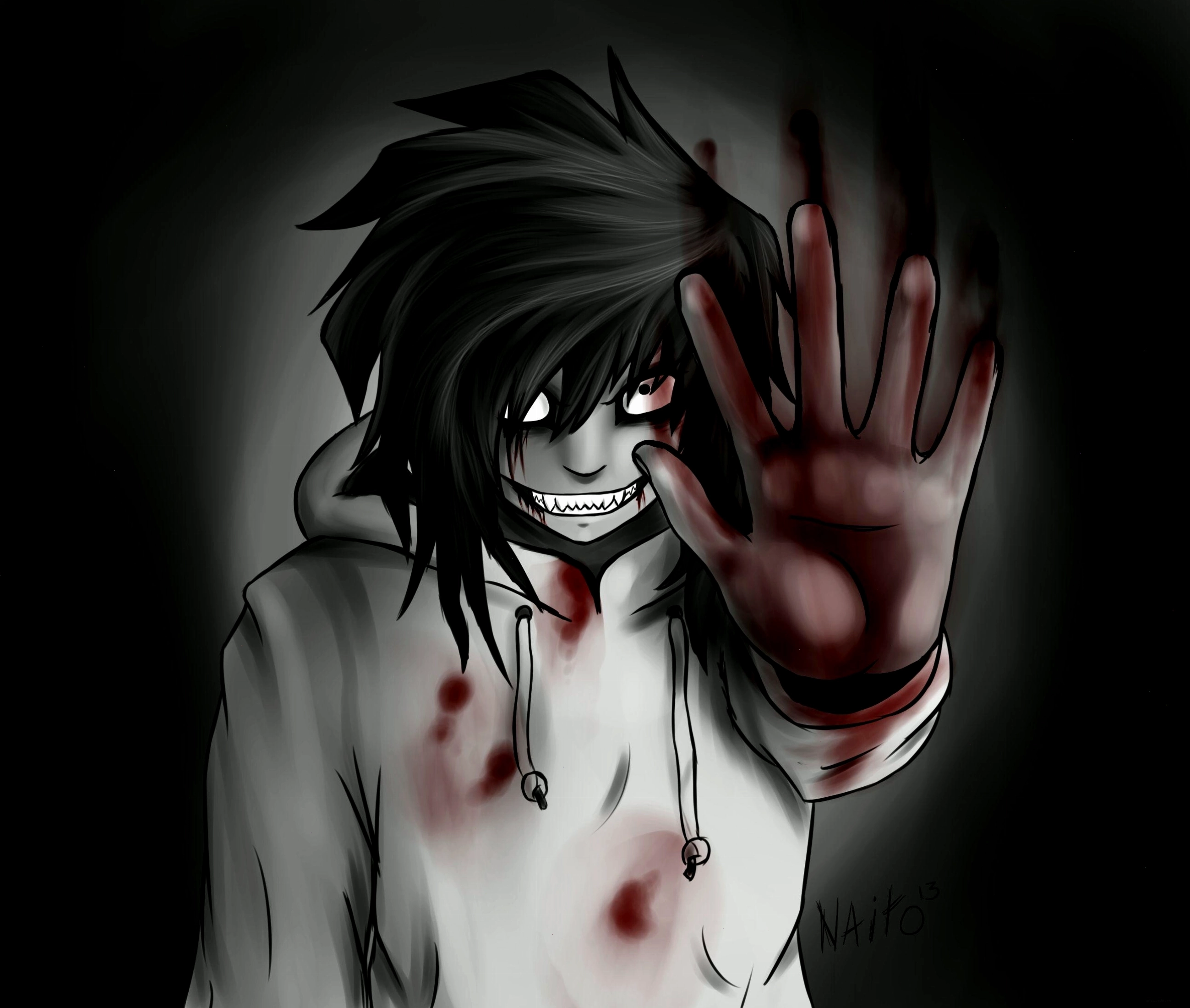 Jeff the Killer anime với biểu cảm dữ tợn