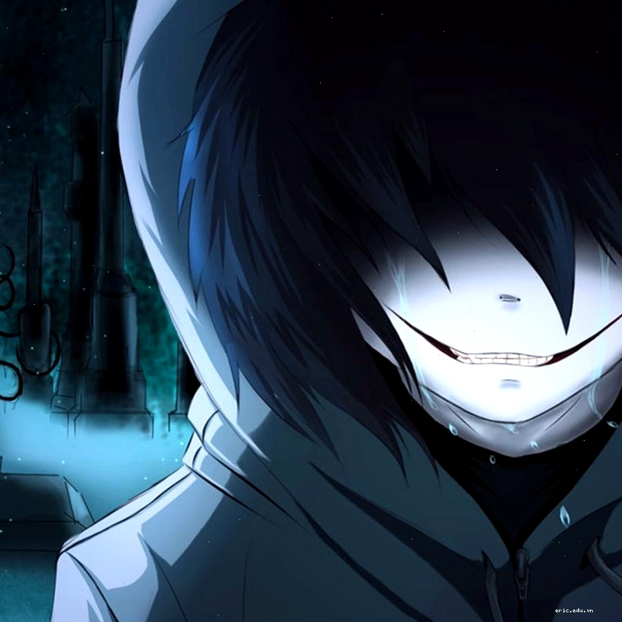 Jeff the Killer phiên bản anime với trang phục hoodie trắng đặc trưng