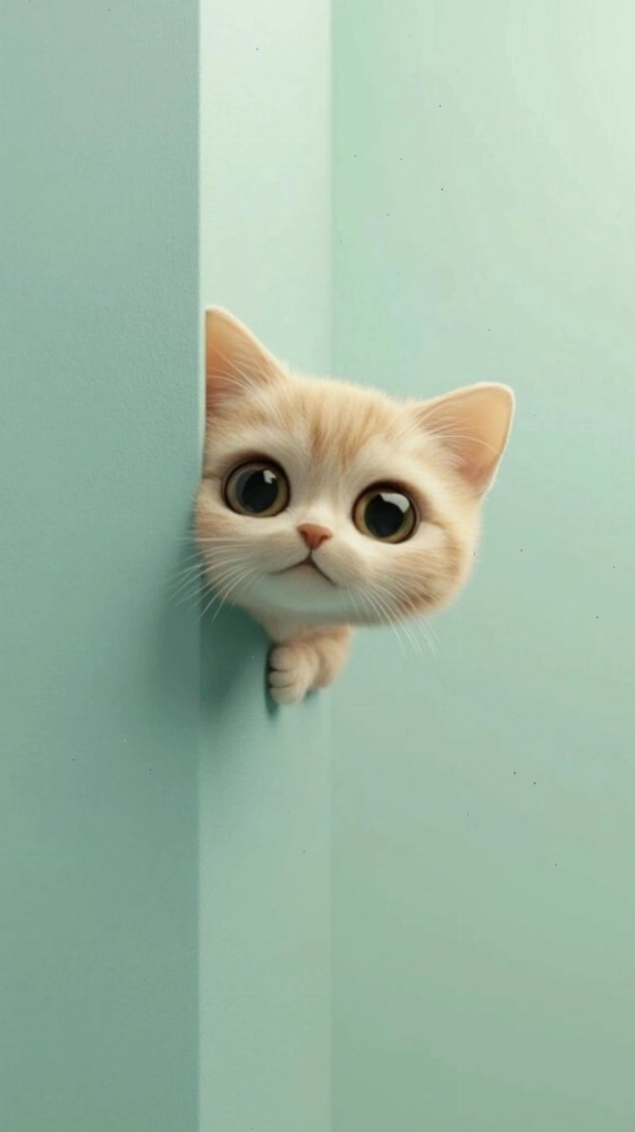 Khuôn mặt mèo tò mò ló ra khỏi tường làm hình nền
