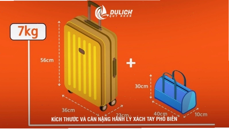 Kích thước và cân nặng hành lý xách tay phổ biến