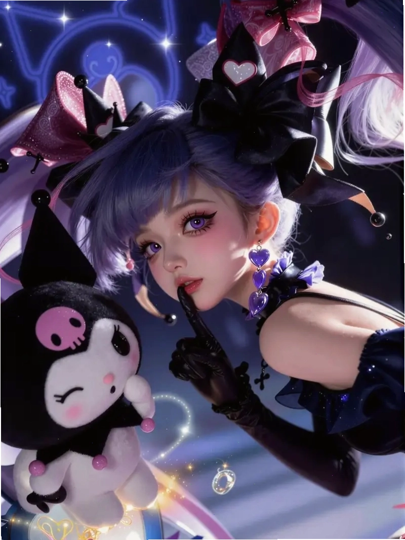 Kuromi anime girl cùng bạn bè