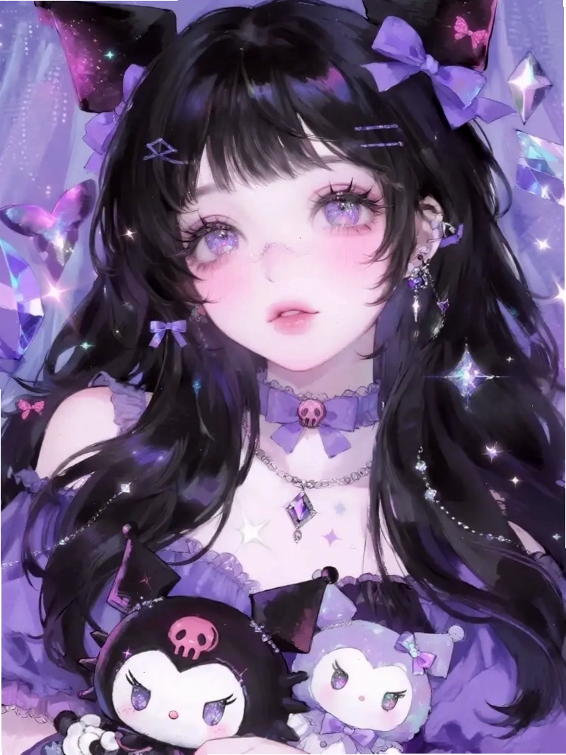 Kuromi anime girl đang vui đùa
