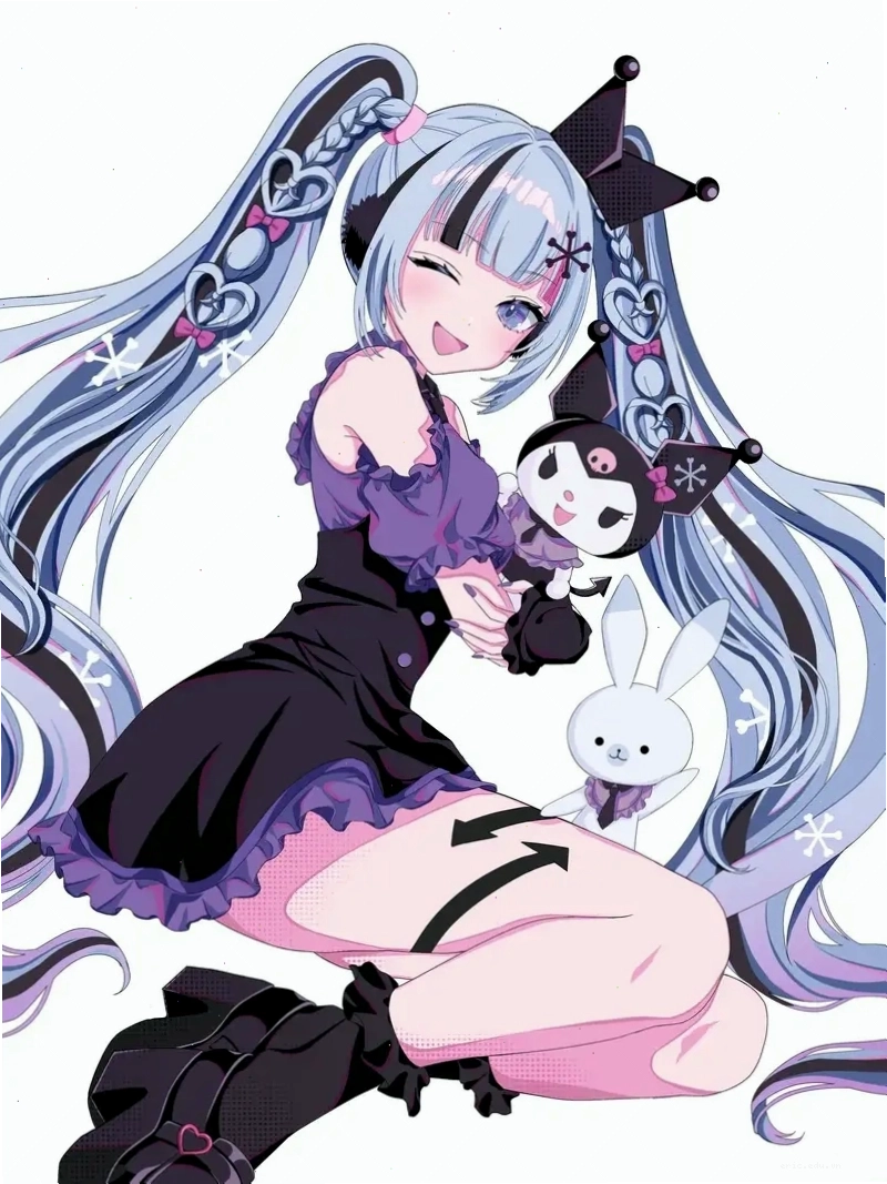 Kuromi anime girl với trang phục cá tính