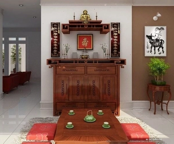 Mẫu bàn thờ gia tiên 3 cấp kiểu dáng truyền thống