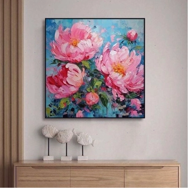 Mẫu tranh hoa mẫu đơn đẹp phù hợp treo phòng ngủ, mang ý nghĩa phú quý