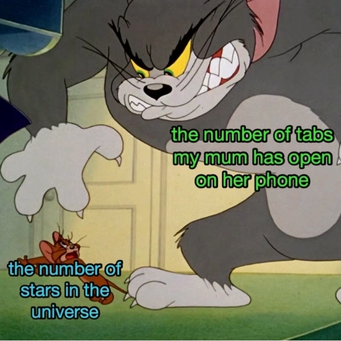 Meme Tom and Jerry so sánh số lượng tab trình duyệt