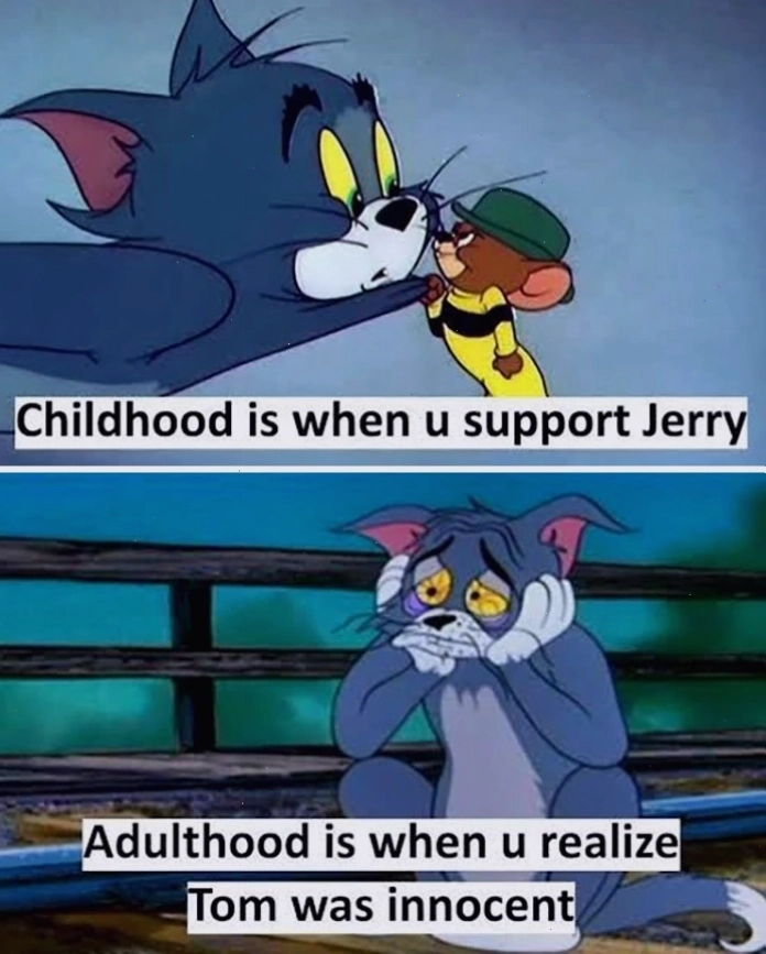 Meme Tom and Jerry về sự thay đổi nhận thức theo thời gian